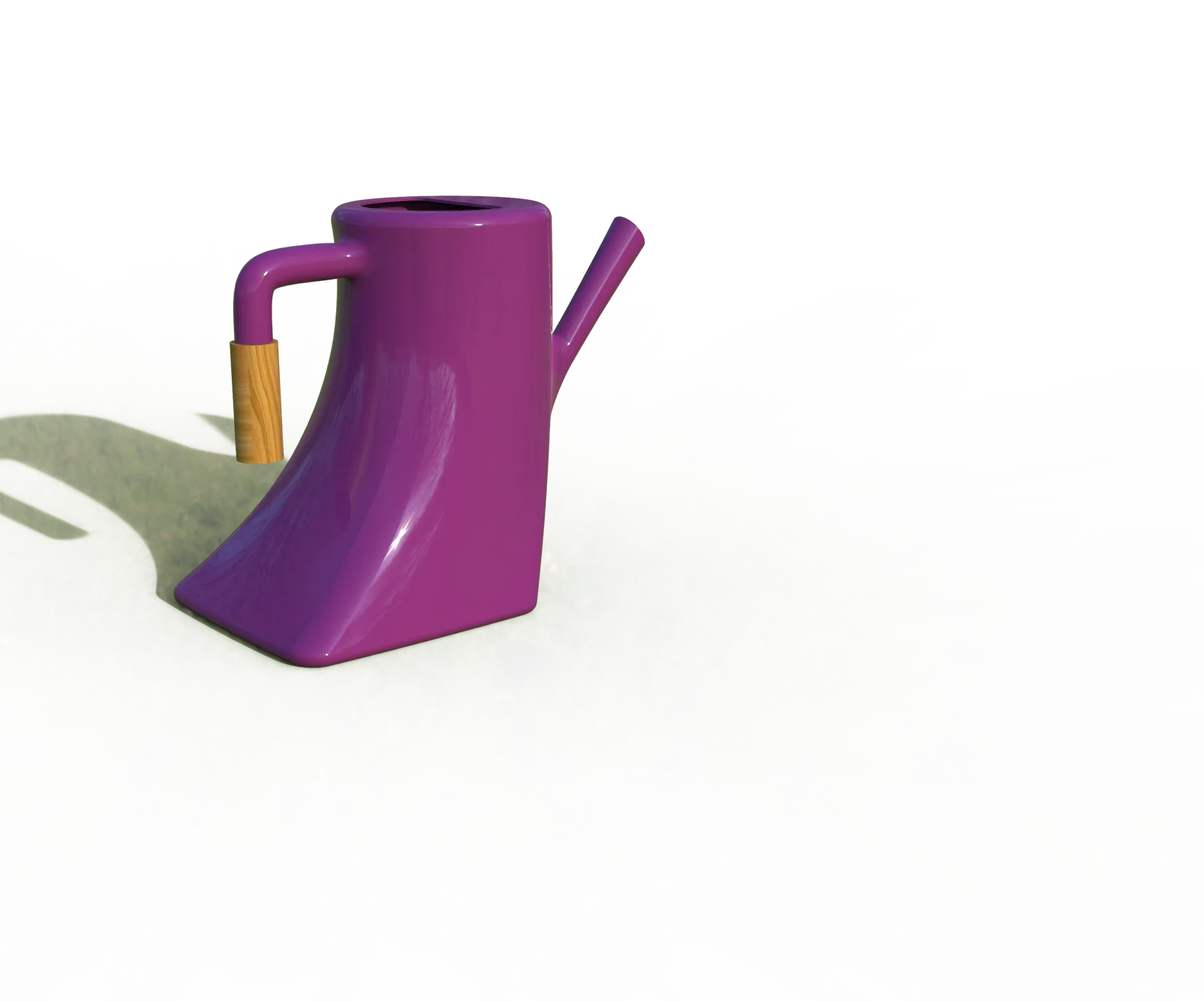 Origin Plastics watering can concept — KeyShot render front three-quarter view